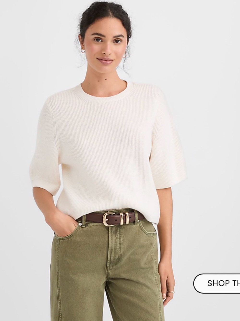Loft Sweater Tee Ivory/ Tan